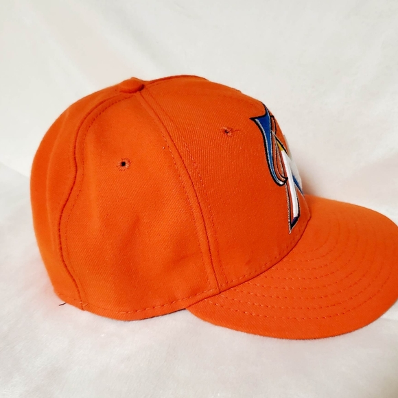 Miami Marlins MLB New Era 59Fifty Orange Fitted Baseball Hat Size 7 1/8 - Picture 5 of 10